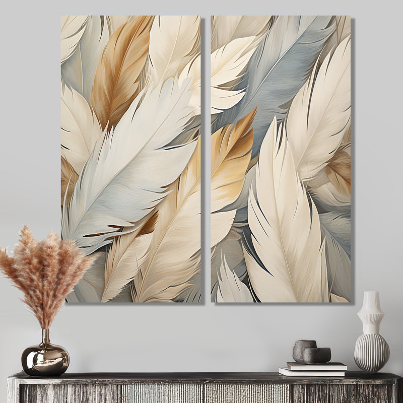 Plumes Feathery II - décorations murales grandes plumes, H 32 po x l 32 po, Toile tendue, Ne s’applique pas