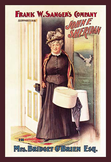 « mme bridget o’brien esq. » par strobridge affiche rétro, H 42 po x l 28 po x P 1,5 po