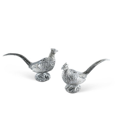 Vagabond House Morning Hunt Pewter Pheasants Salt and Pepper Shaker Set