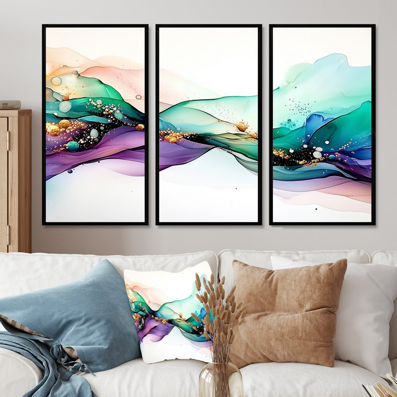 «Ethereal Violet», impression d'art mural, Reproduction avec cadre flottant, H 40 po x l 60 po, Noir