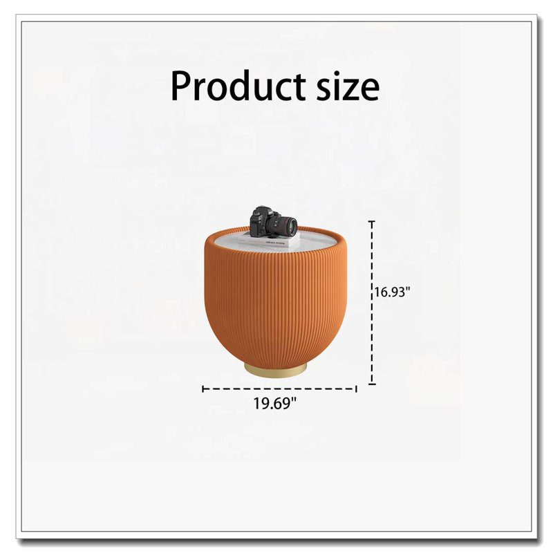 Table basse en forme de tasse, H 16,93 po x L 19,69 po x l 19,69 po, Orange