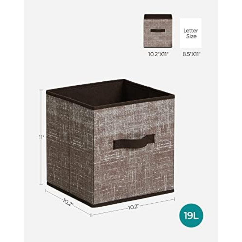 Storage Cubes, 11-Inch Non-Woven Fabric Bins With Double Handles, Set Of 6, Closet Organizers For Shelves, Foldable, For Clothes