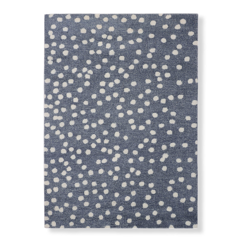 Confetti Polka Dots Area Rug in Denim Blue/White, Rectangle 9' x 12'
