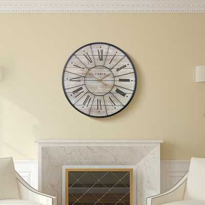 Horloge murale en métal et bois massif (60 diamètres)
