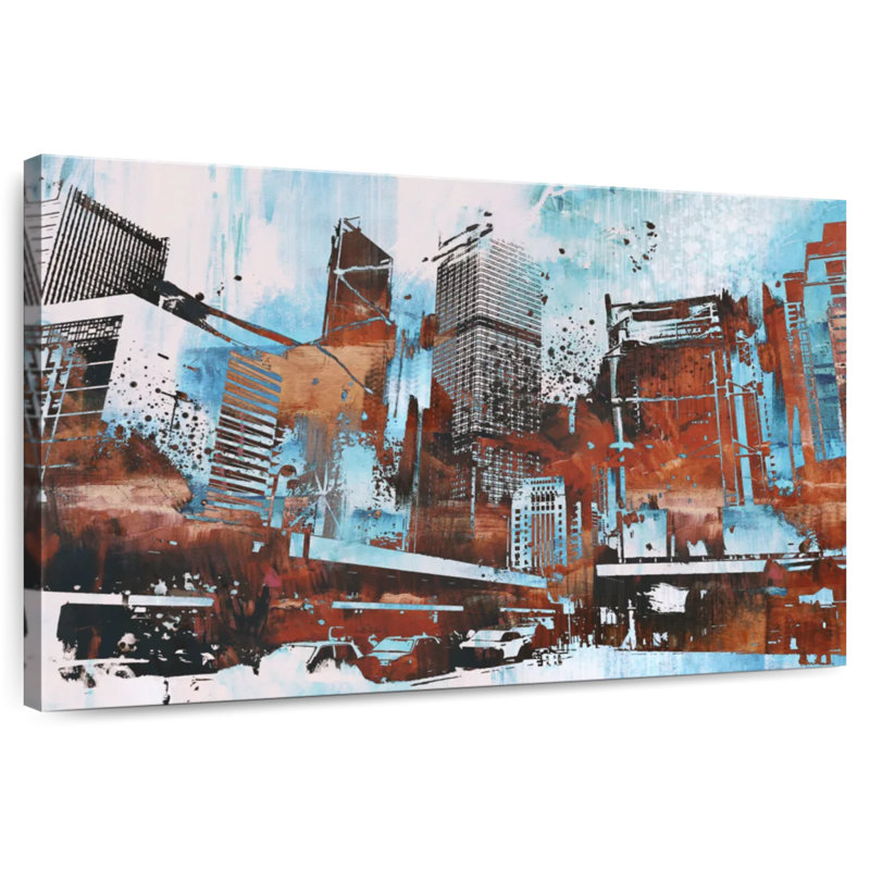 Horizon de la ville grunge de Sireci, H 16 po x l 24 po