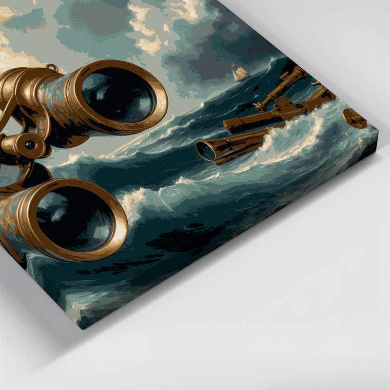 «Nautical Jumelles», art mural sur toile noire, H 11 po x l 14 po
