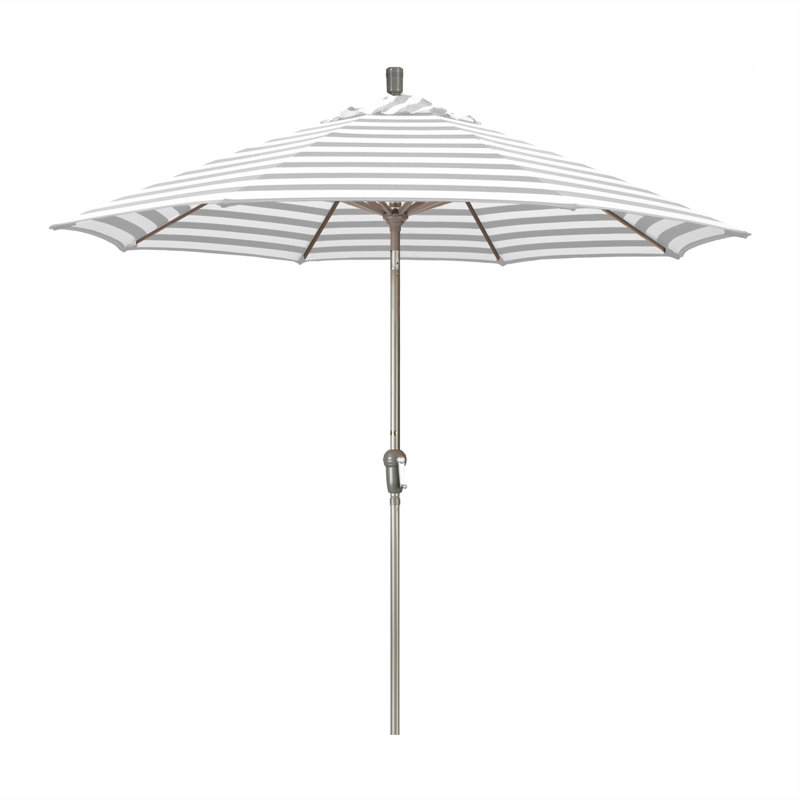 Parasol de marché 9 pi Bryleigh, Rayure Cabana grise / blanche