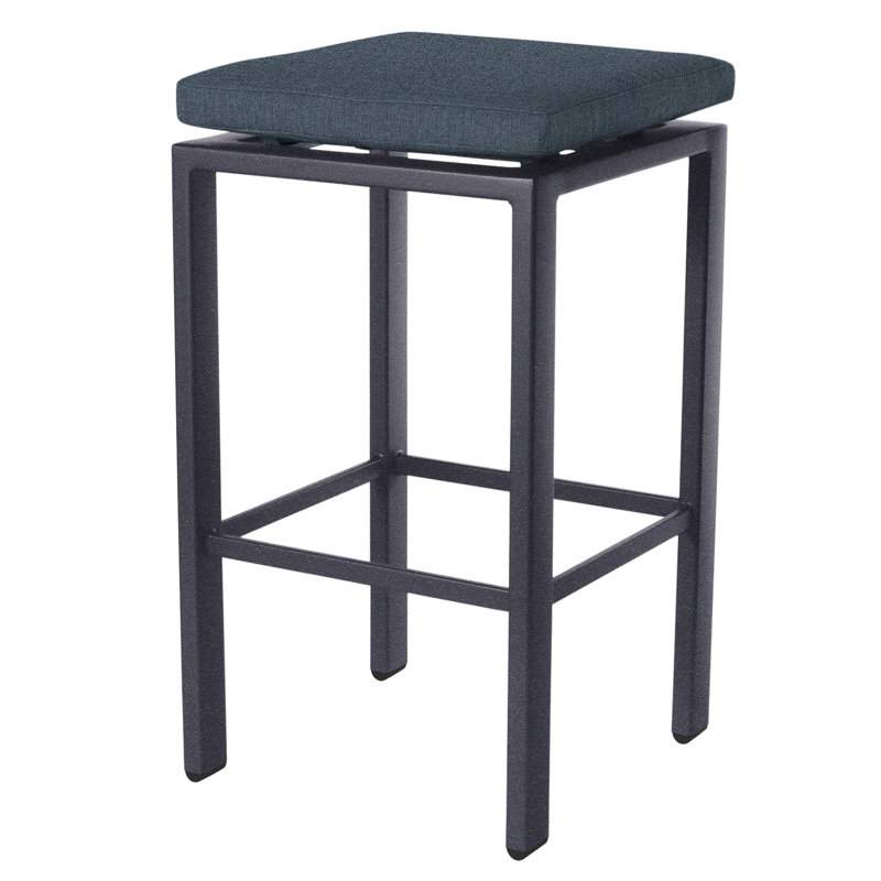 Aris Outdoor Bar Stool, Graphite, Flagship Stone Sunbrella®, 31.25"