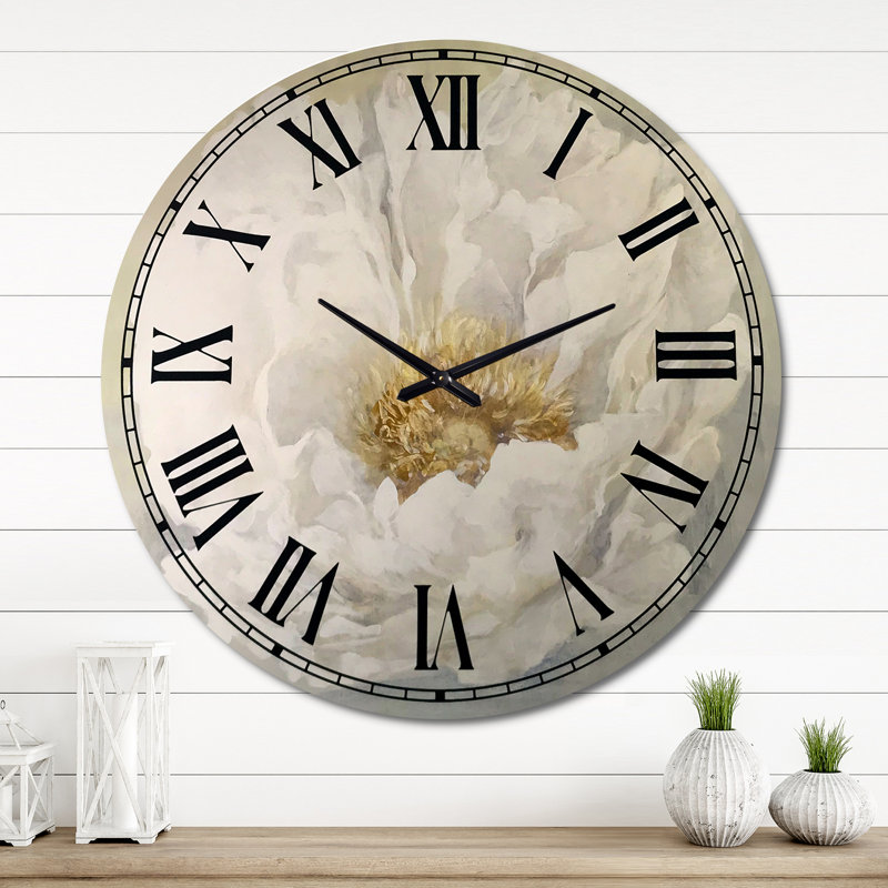 Pivoine blanche sereine - Horloge murale traditionnelle, Grand