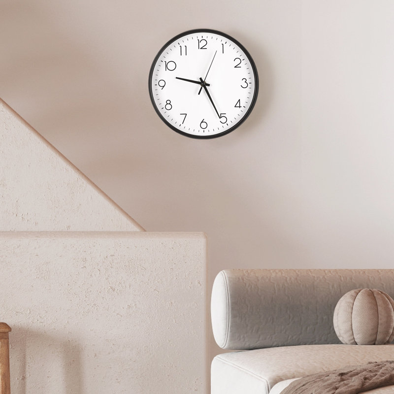 Horloge murale 10 pouces silencieuse sans horloge moderne à piles - analogique petit classique pour bureau, maison, salle de bain, cuisine, chambre à coucher, école, salon (noir)