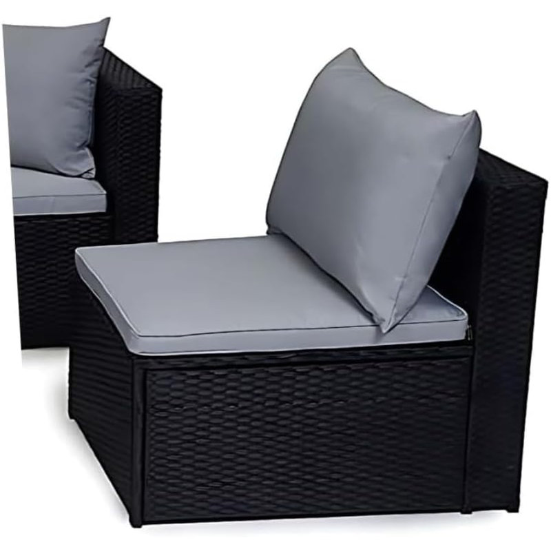 Miami 5 - Person Garden Lounge Set with Cushions, Dark Grey/Black