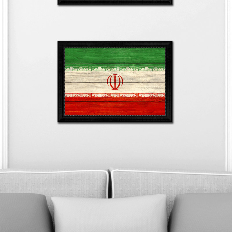 « iran country flag », impression sur toile encadrée, H 19 po x l 27 po x P 1 po, Encadrement noir