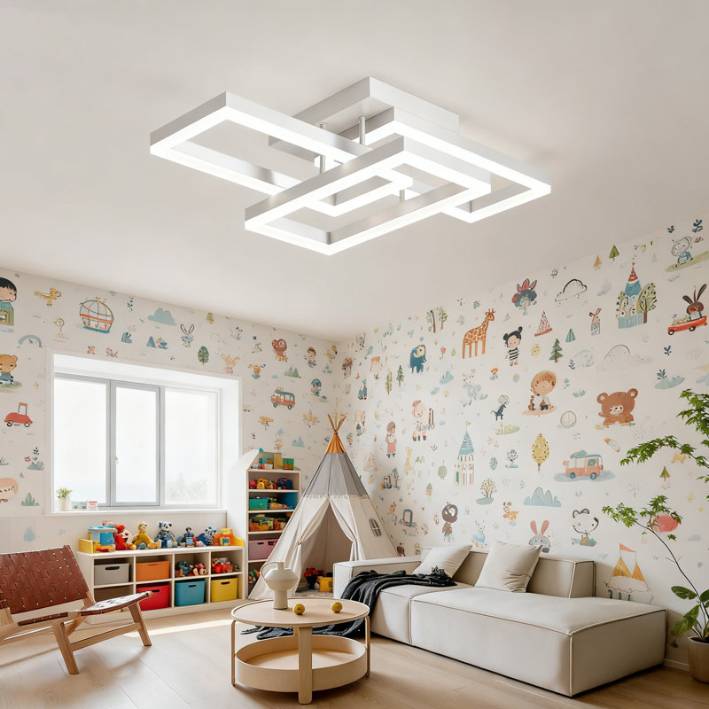 Smart LED Flush Mount Ceiling Light With APP And Remote Control, Dimmable Square Modern Fixture With Memory Function For Kitchen, Bedroom, Dining Room And Office