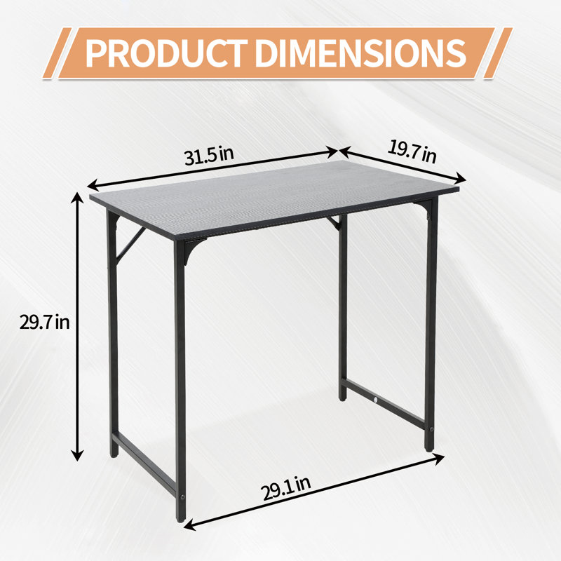  Computer Desk, 32 Inch Home Office Writing Desk With Metal Frame, For Home Office, Black, Black, 29.7" H x 47.2" W x 19.7" D