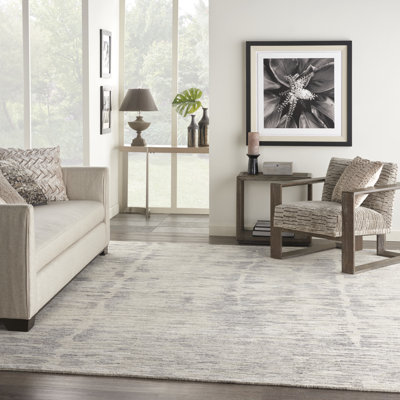 Tapis d'intérieur moderne ardoise ivoire 8 pi 6 po x 11 pi 6 po Nourison Ocean