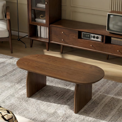47.24" Oval Coffee Table with Walnut Veneer