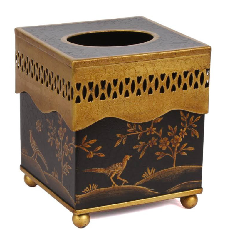 Bohan Gold Tissue Box Cover, Black/Gold