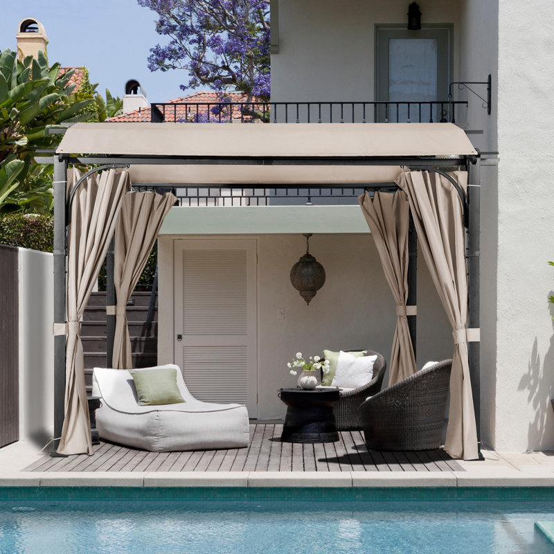 Beige Steel 11 Ft. x 11 Ft. Pergola with Canopy
