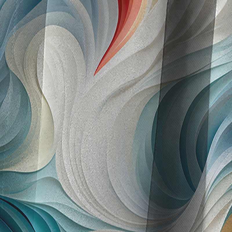 White And Blue Marble Wave - Abstract Marble Curtain - Blackout Marble Curtain - 1 Panels, 52" W x 108" L
