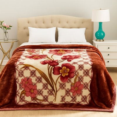 Imperial Ultra Soft Plush Blanket – Queen Size, 1 Ply, 8 Lbs – Silky, Warm Korean-style Floral Bedding