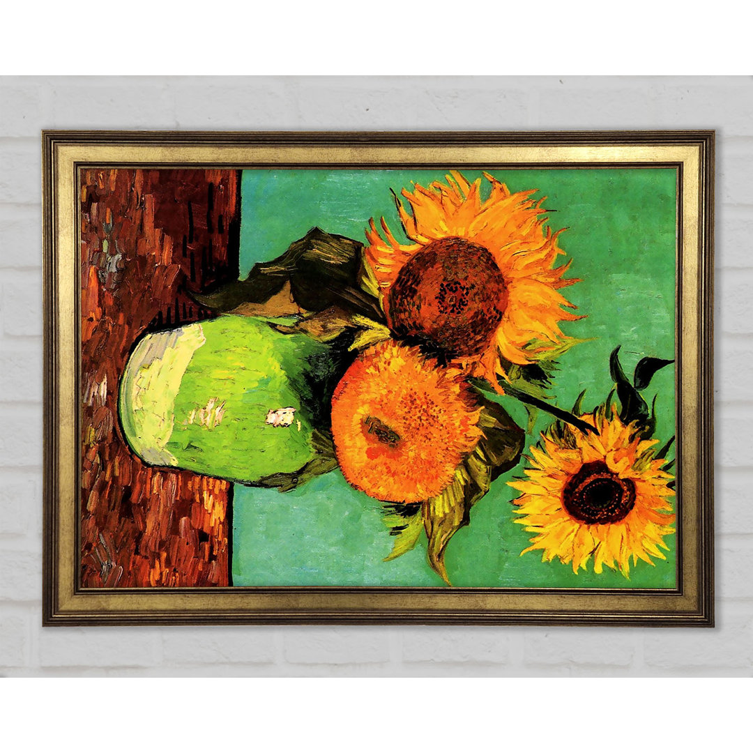 Van Gogh Drei Sonnenblumen in einer Vase - Einzelner Bilderrahmen Kunstdrucke