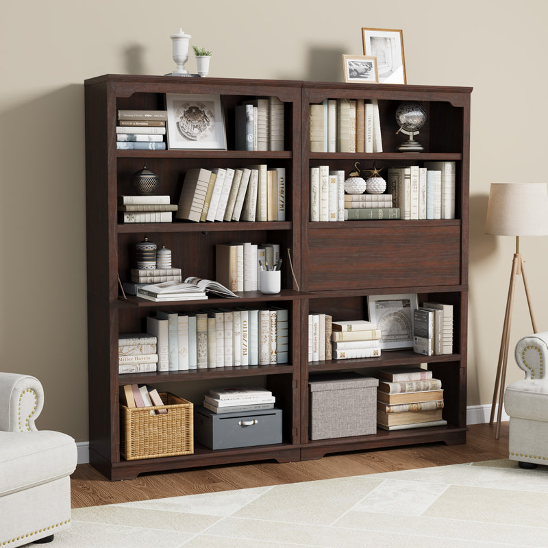 Luper 71" H x 37" W Standard Bookcase with 5-Tiers Shelf, Cherry