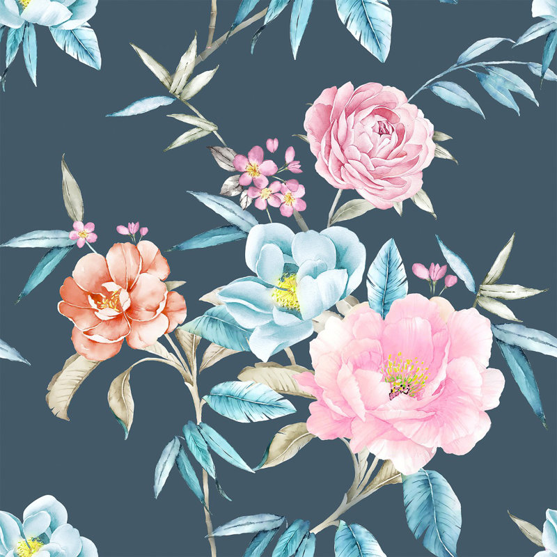 Carreau de papier peint roses 25 po, L 2,09 pi x L 10,42 pi