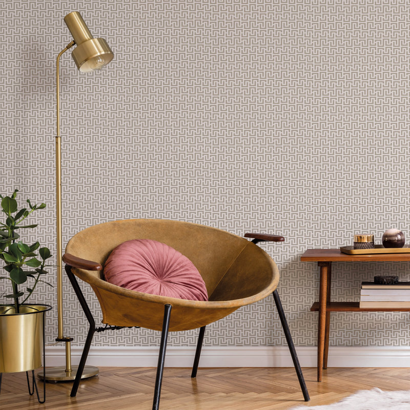 Karr 10.05m x 53cm Matte Paste the Wall Wallpaper Roll, Ivory/Silver