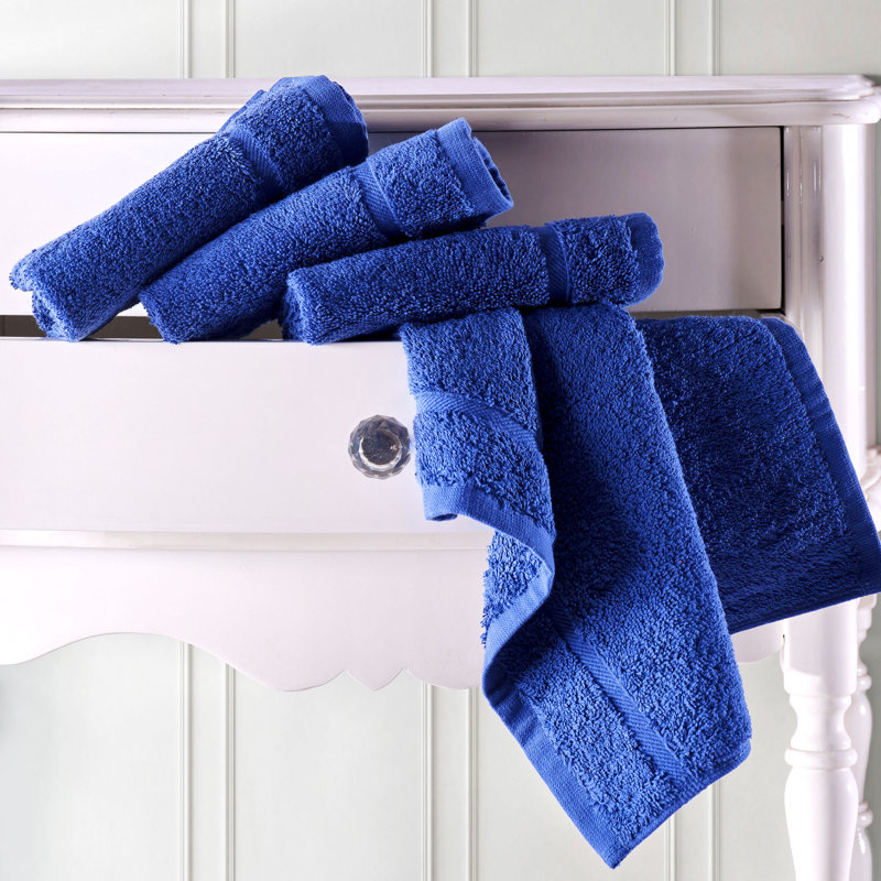 Luxury Cotton Washcloths 13x13 Inch - Large Hotel Spa Bathroom Face Towel, Royal Blue