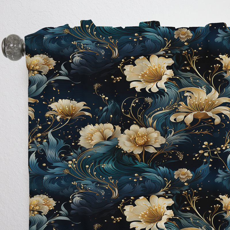 Celestial Blue Damask Mirage Em - Rideau damassé - Rideau damas obscurcissant - 1 panneaux, L 52 po x L 63 po