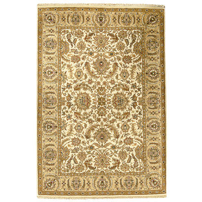 Hand Knotted Wool Area Rug in Ivory And Gold