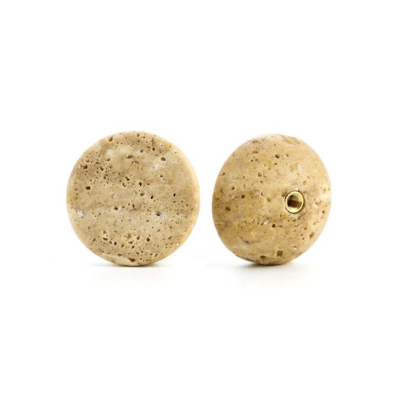 Ensemble de 2 boutons d'armoire en pierre naturelle, poignées de tiroir rondes pour la salle de bain et la commode de cuisine, quincaillerie de dôme avec insert fileté en laiton