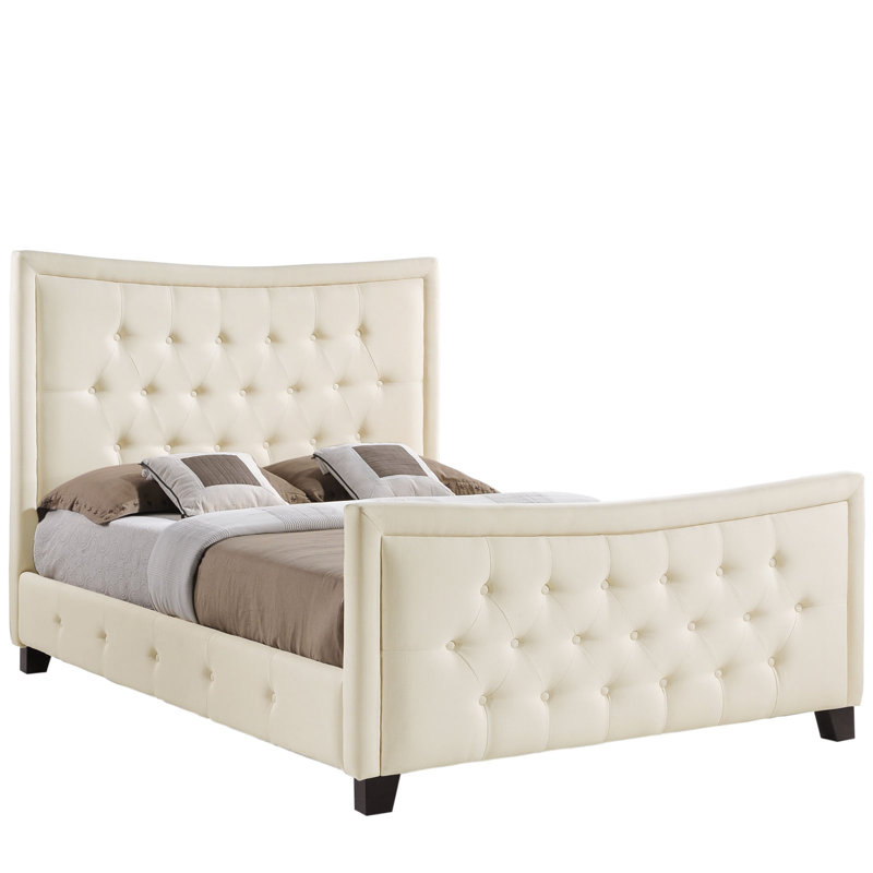 Modway Queen Tufted Upholstered Platform Bed, Ivory