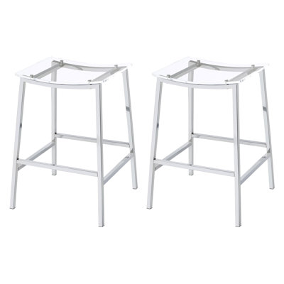Tabouret de bar en acrylique sans dossier chromé (ensemble de 2)