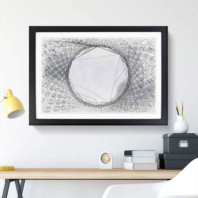 Architecture Sketch Vol.2 in Abstract - Picture Frame Drawing Print, 27cm H x 36cm W x 2cm D, Black Framed