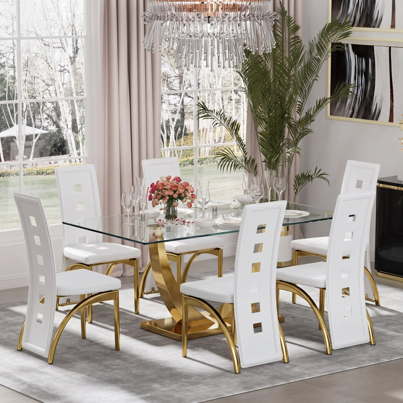 Table de salle à manger Plouffe, H 30,1 po x L 62,8 po x l 35,43 po, Gold