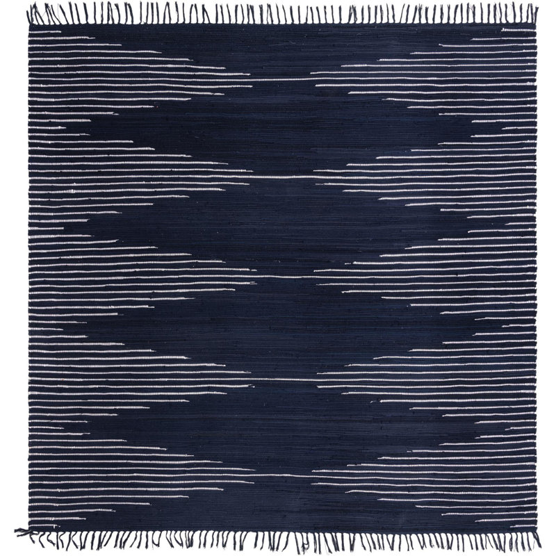 Tapis contemporain bleu Gwin, Carré 10 pi