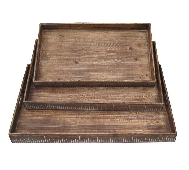 Ensemble de plateaux de service en bois 3 pièces Aske, Brun