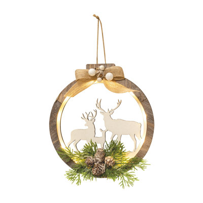 7.5'' Wood Animals Holiday Shaped Ornament