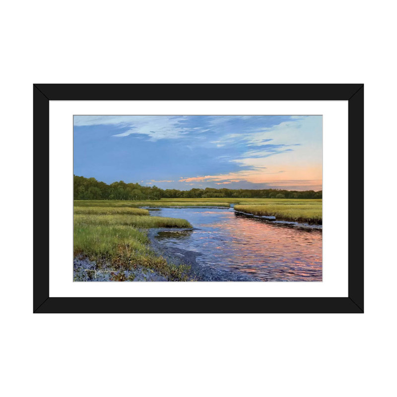 «Evening Downs», reproduction de photo sur toile, Papier d'art encadré noir, Blanc, H 24 po x l 32 po x P 1 po