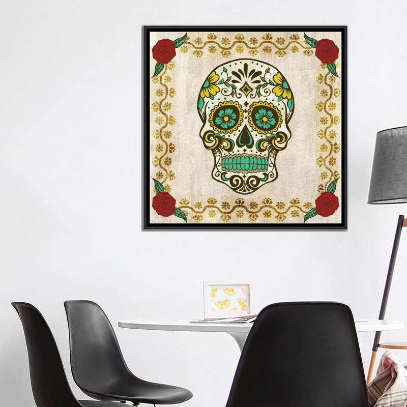 « day of the dead iv », reproduction d’impression sur toile, H 18 po x l 18 po x P 1,5 po, Toile avec cadre noir