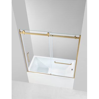 Kingston Brass 60-Inch Acrylic Rectangular 3-Wall Alcove Tub With Tub Door, Left Hand Drain