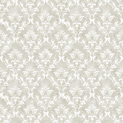 Azulejo Distressed Floral Damask 33' L x 21" W Wallpaper Roll