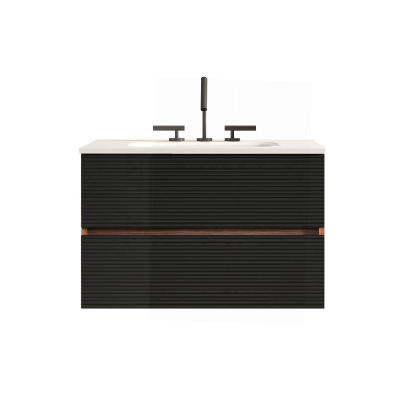 Meuble-lavabo mural 30 po Gloria, 30", Noir / brun