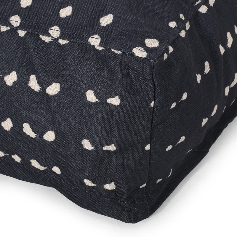 Square Fabric Pouf Ottoman, Dark Blue