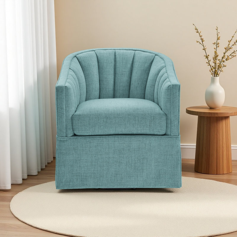 Fauteuil d'appoint pivotant avec jupe Solitude, Bleu clair
