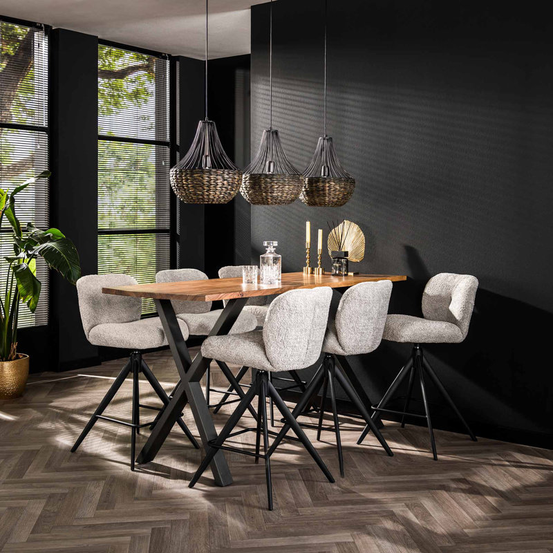 Maxillaria Bar Stool with Steel Frame, Silver