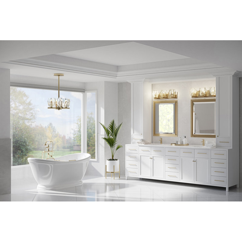 Metra Industrial Beveled Bathroom/Vanity Mirror, 28" H x 22" W, Modern Brass