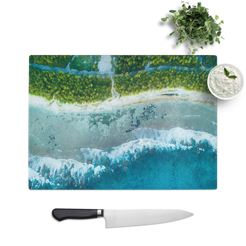 Tempered Glass over the Maldives Chopping Board, 39 cm W x 28.5 cm L