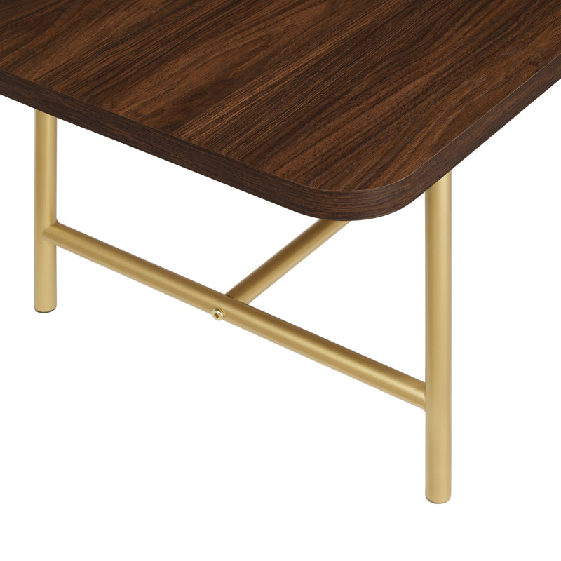 2 - Piece Living Room Table Set, Gold, Dark Walnut